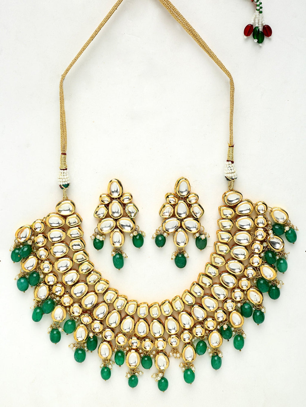 Kundan Neckpiece With Earrings - Ruby Raang - Distacart
