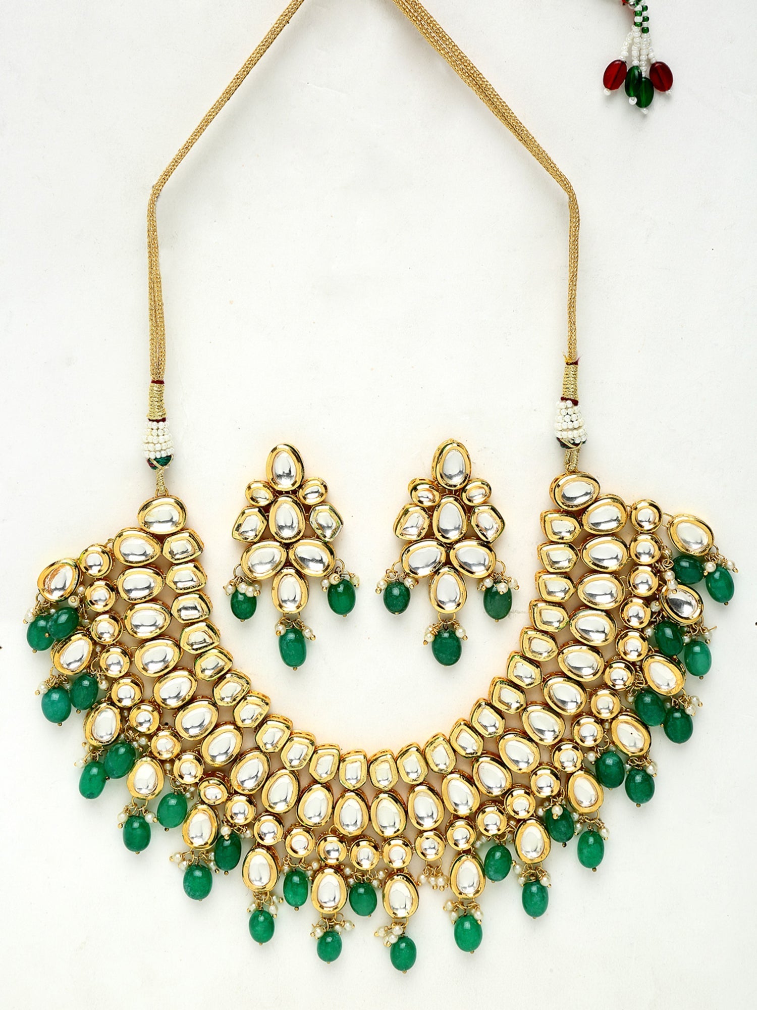 Kundan Neckpiece With Earrings - Ruby Raang - Distacart