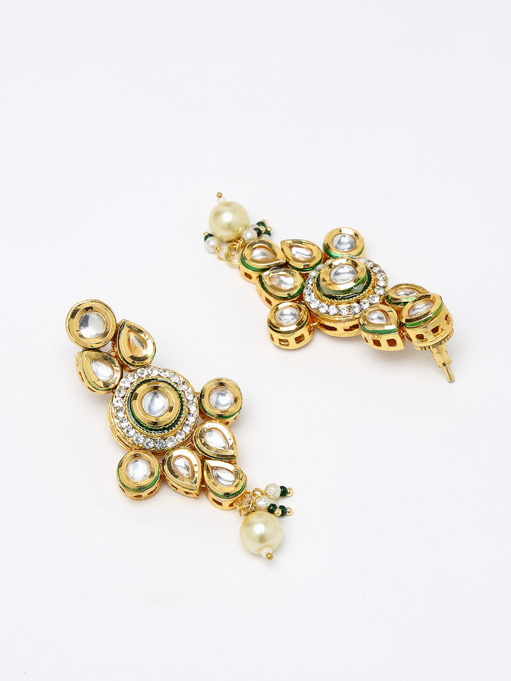 Gold-Plated Maroon Kundan Studded Beaded Jewellery Set - Ruby Raang - Distacart