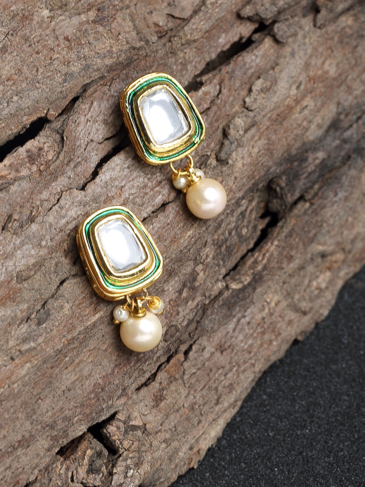 Stone Kundan Earrings - Ruby Raang - Distacart