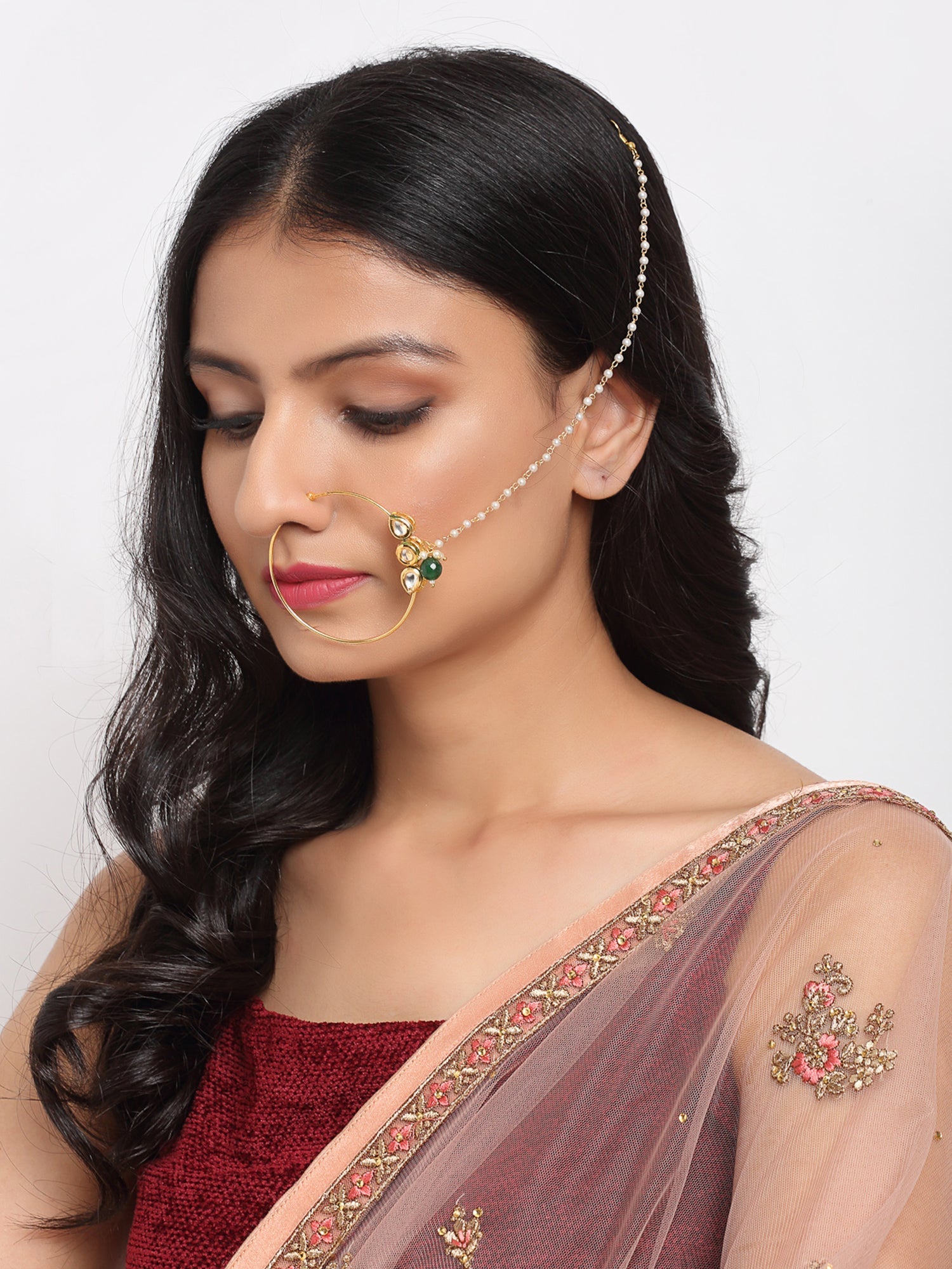 Kundan Nose Ring - Ruby Raang - Distacart