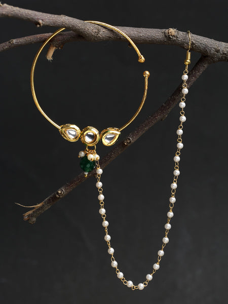 Kundan Nose Ring - Ruby Raang