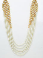 Layered Pearl Kundan Neckpiece With Earrings - Ruby Raang - Distacart