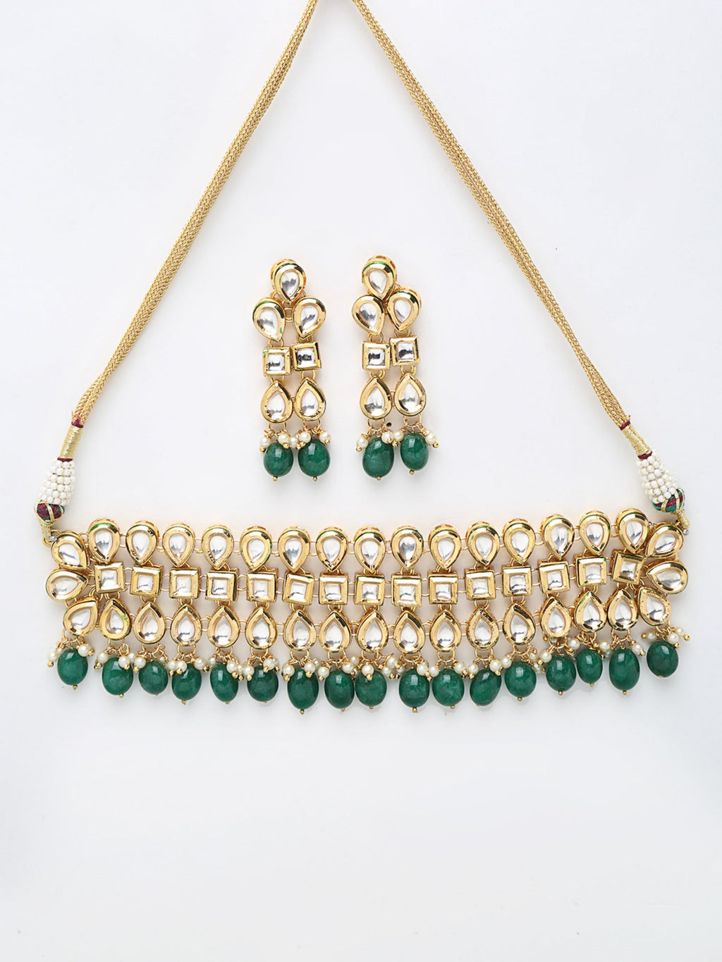 Stone Kundan Choker With Earrings - Ruby Raang - Distacart