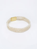 Women's Gold-Toned White Pearls Gold-Plated Multi-Strand Bracelet - Ruby Raang - Distacart