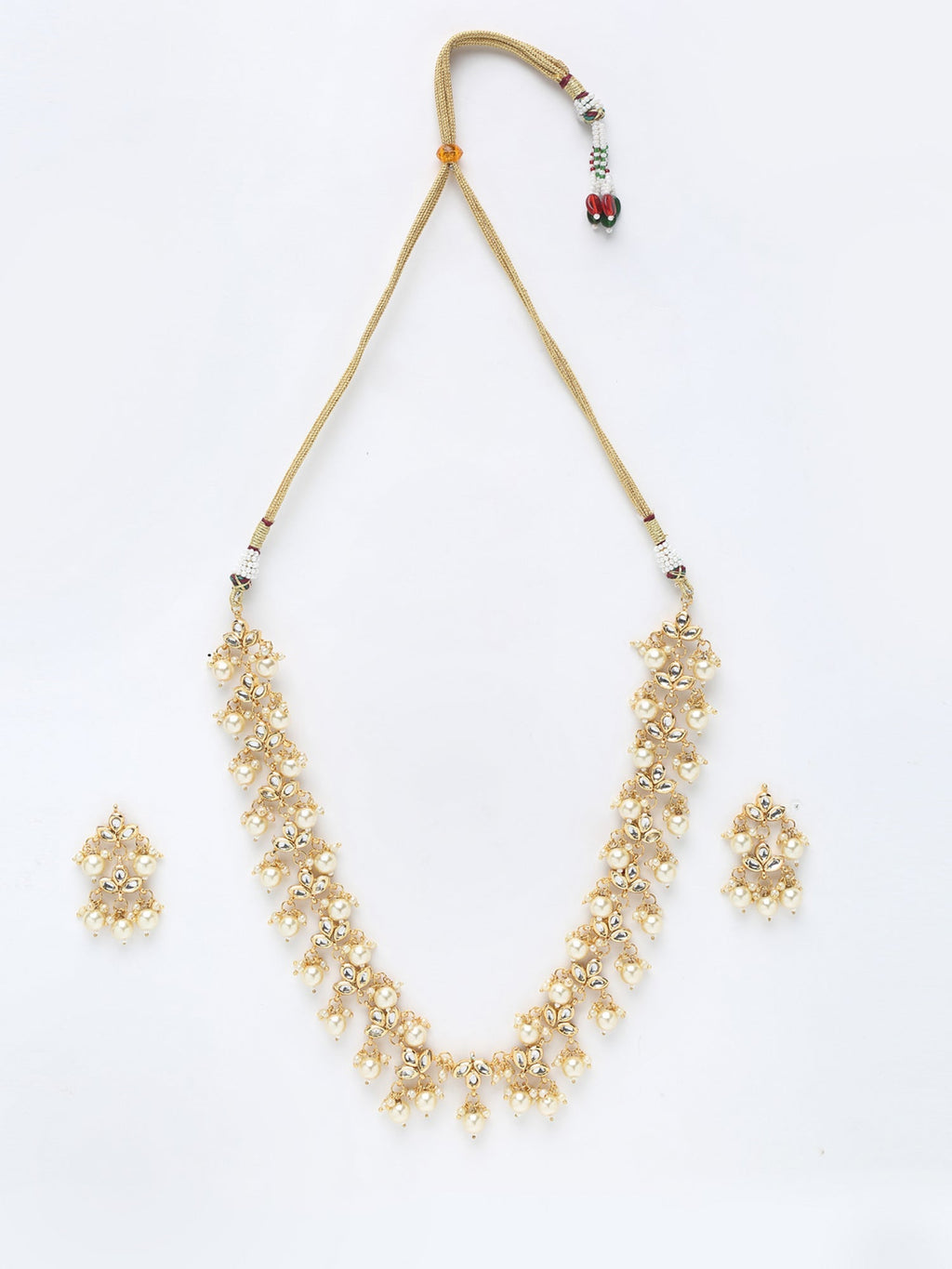 Kundan Neckpiece With Earrings - Ruby Raang - Distacart