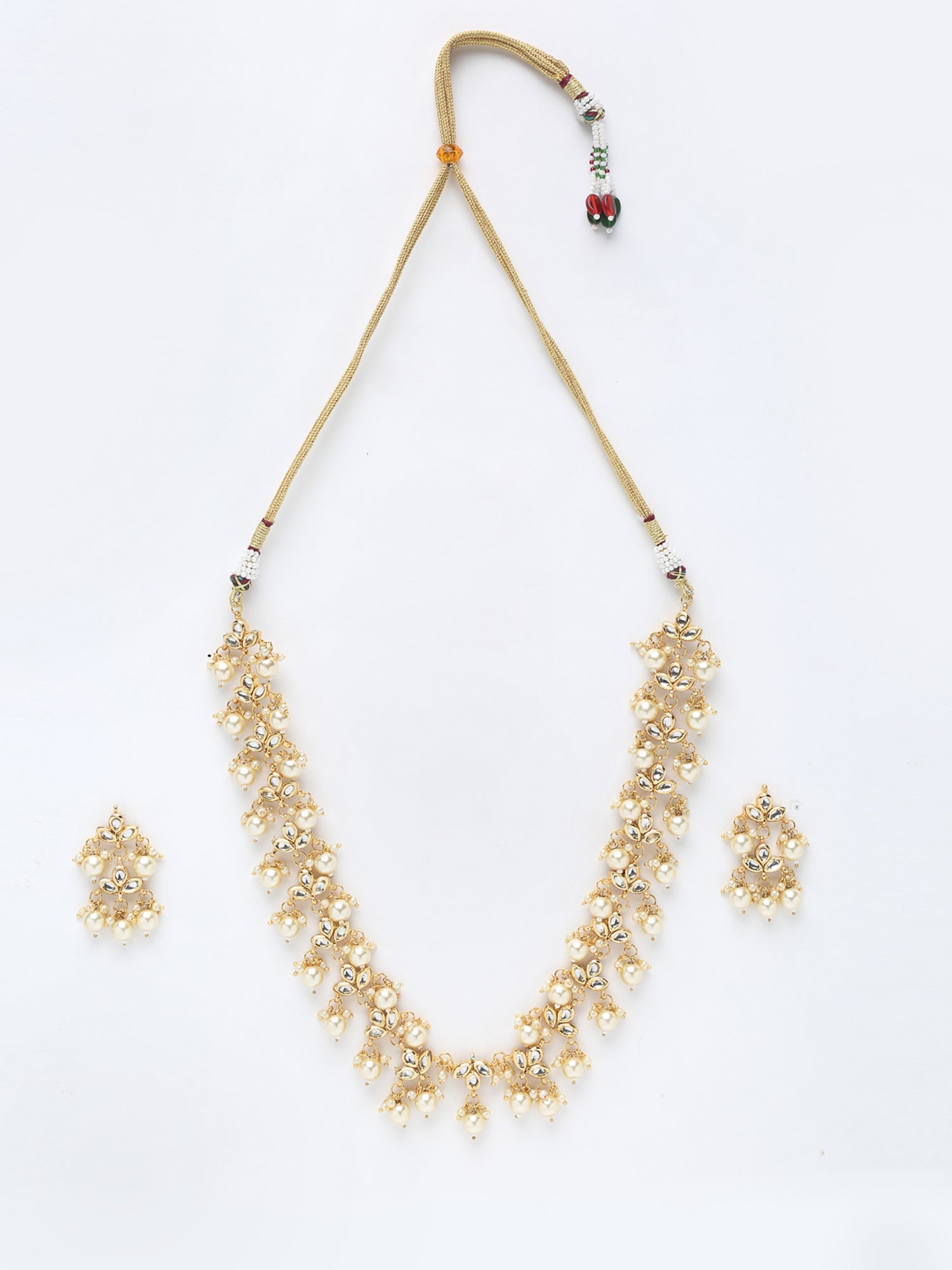 Kundan Neckpiece With Earrings - Ruby Raang - Distacart