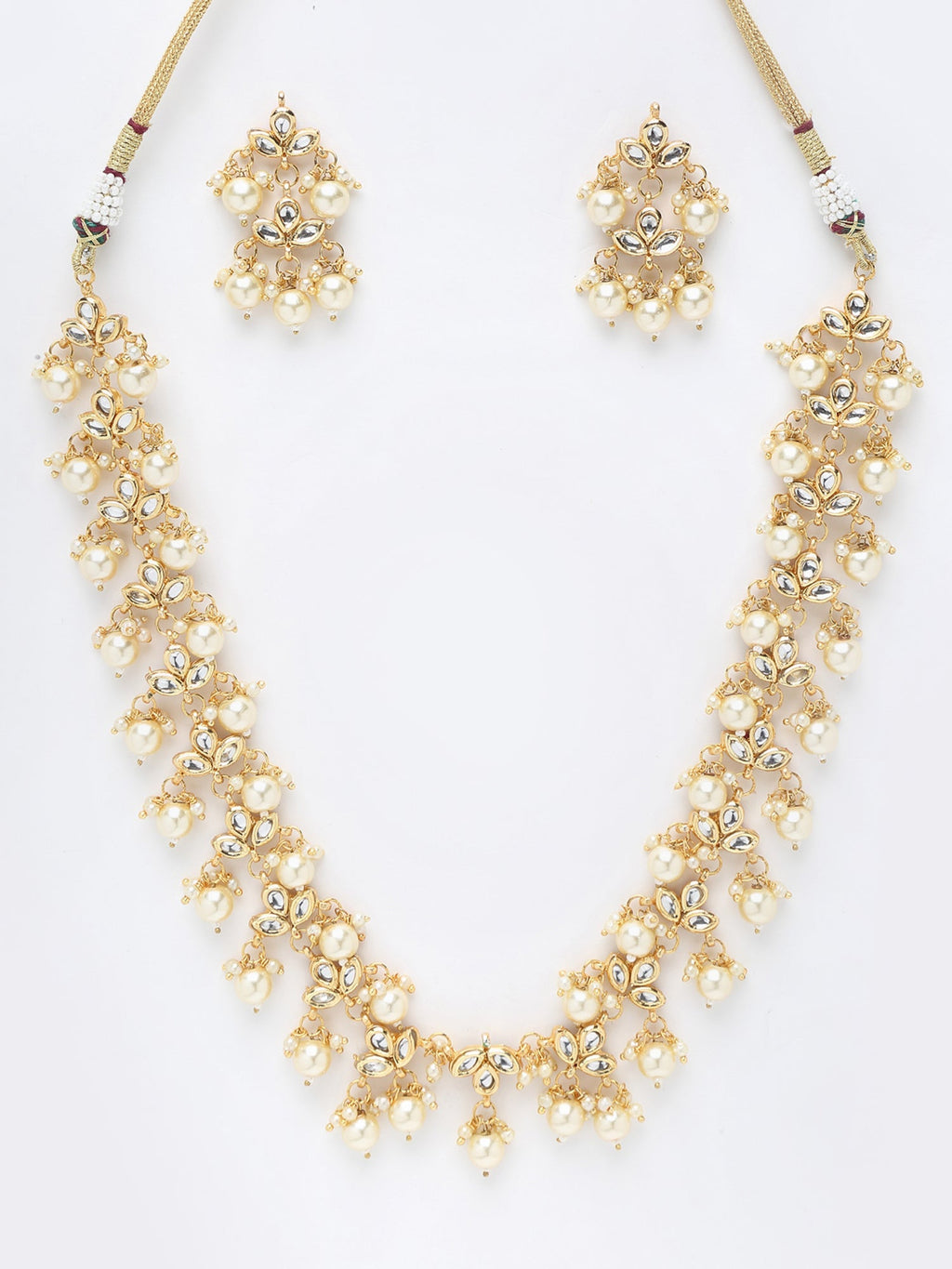 Kundan Neckpiece With Earrings - Ruby Raang - Distacart