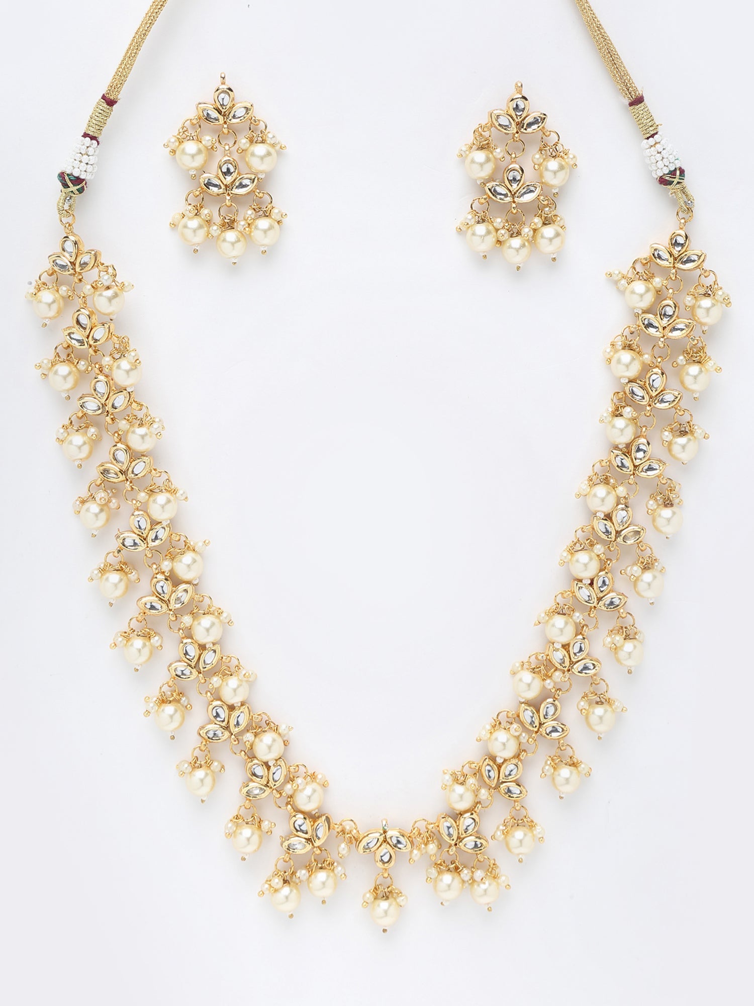 Kundan Neckpiece With Earrings - Ruby Raang - Distacart