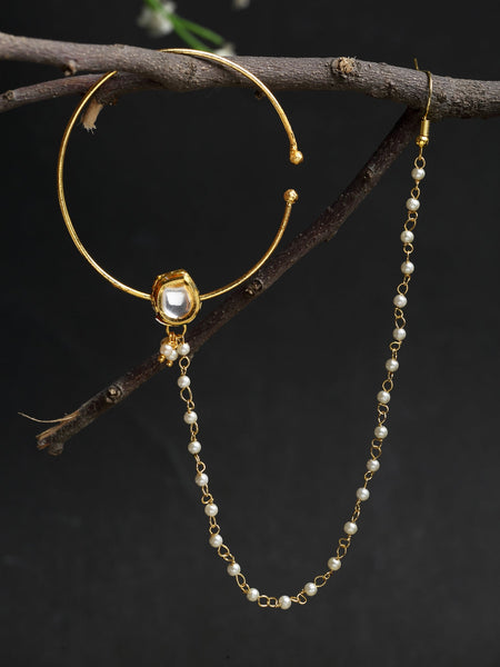Kundan Nose Ring - Ruby Raang