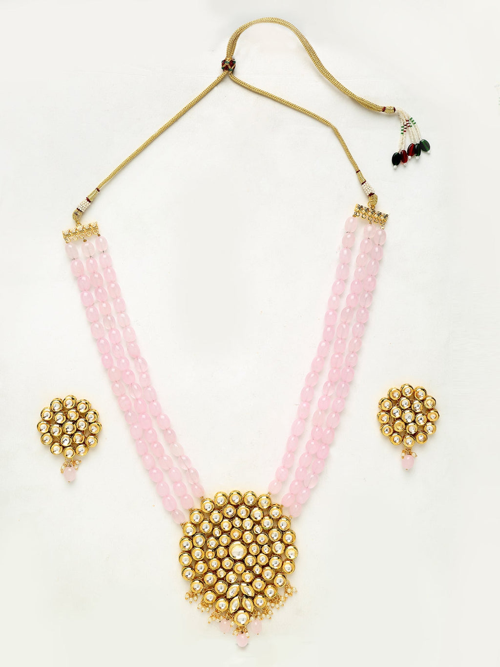 Kundan Neckpiece With Earrings - Ruby Raang - Distacart