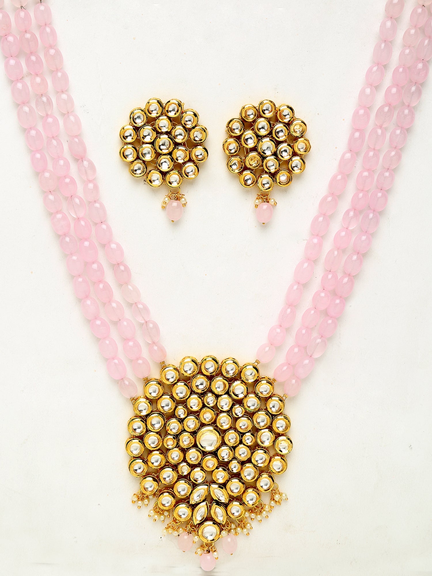Kundan Neckpiece With Earrings - Ruby Raang - Distacart