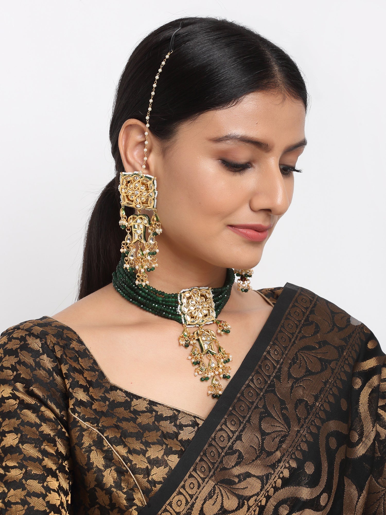 Kundan Choker With Earrings - Ruby Raang - Distacart