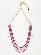 Layered Maroon Neckpiece With Earrings - Ruby Raang - Distacart