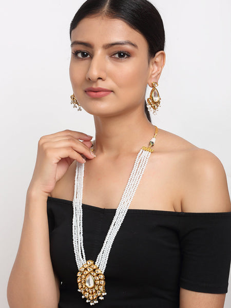 Kundan Neckpiece With Earrings - Ruby Raang