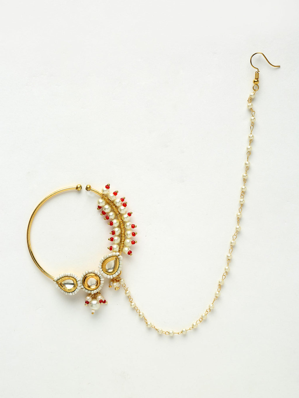 Maharani Kundan Nose Ring - Ruby Raang - Distacart