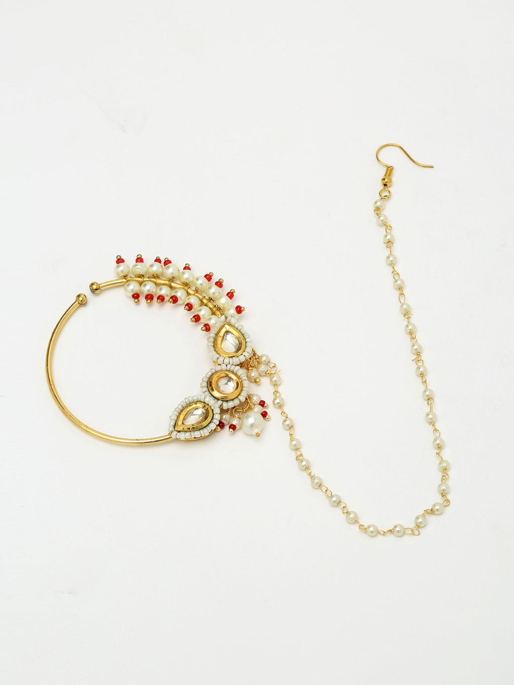 Maharani Kundan Nose Ring - Ruby Raang - Distacart