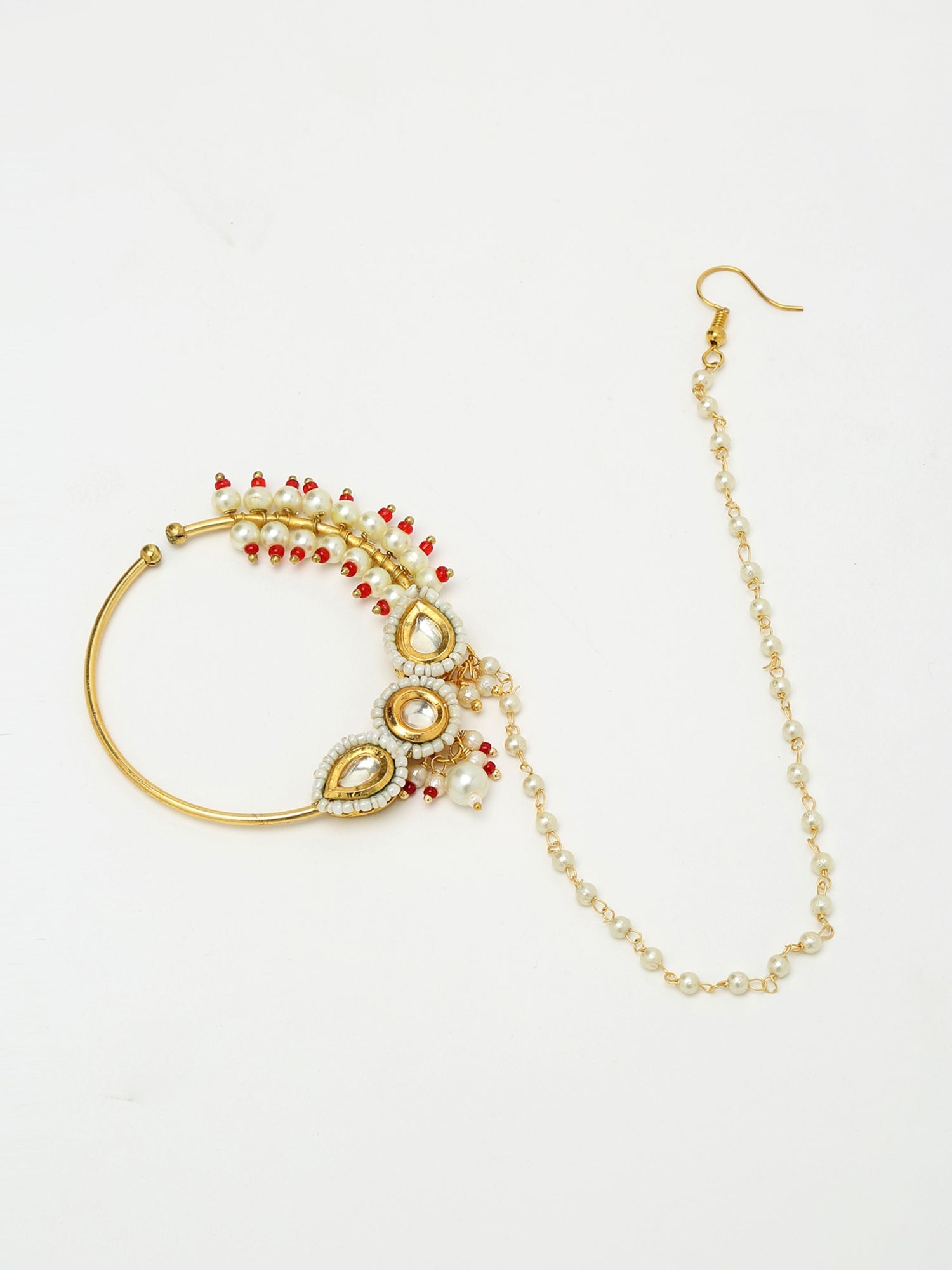 Maharani Kundan Nose Ring - Ruby Raang - Distacart