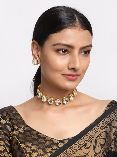 Kundan Choker With Kundan Studs - Ruby Raang
