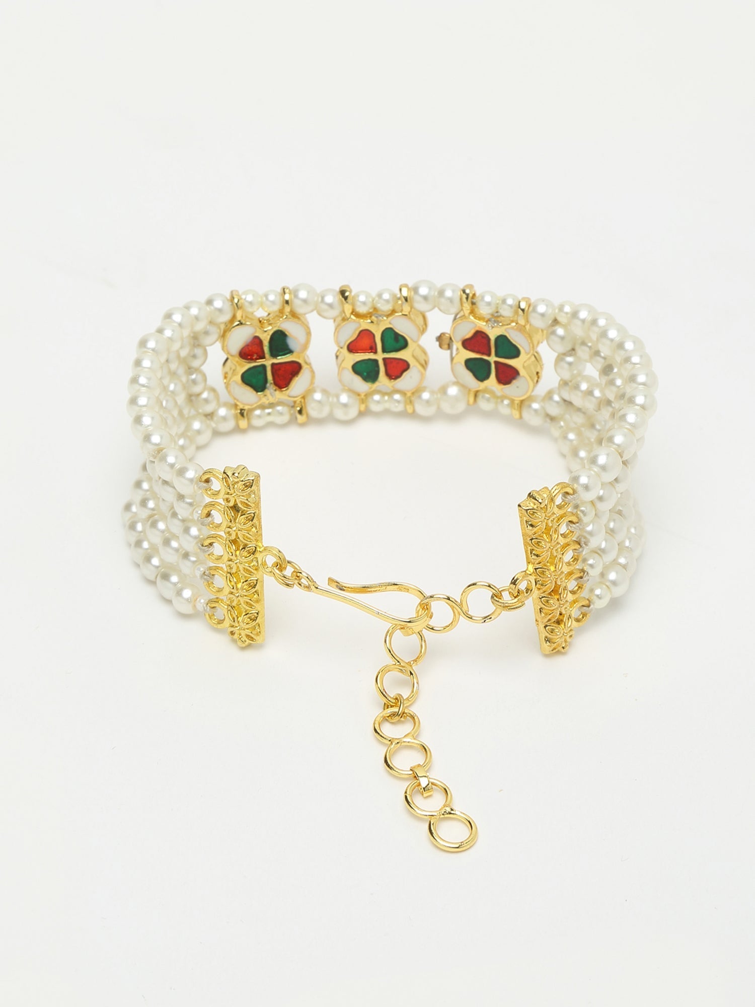 Women's Gold White Pearls Handcrafted Multistrand Bracelet - Ruby Raang - Distacart
