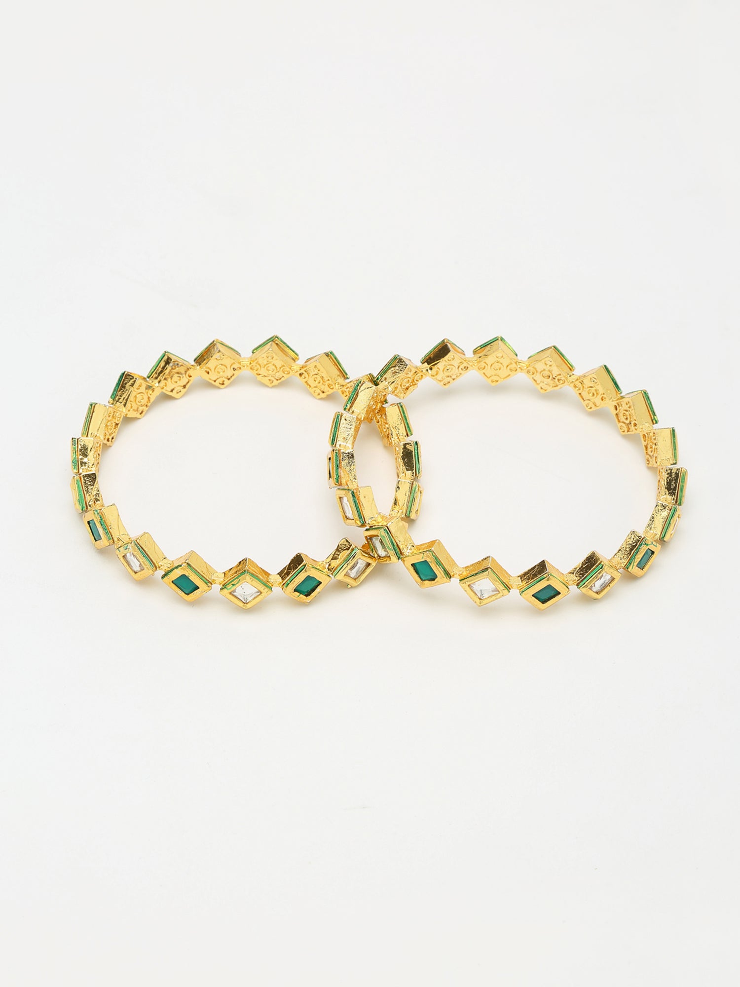 Kundan Bangles Set Of 2 - Ruby Raang - Distacart