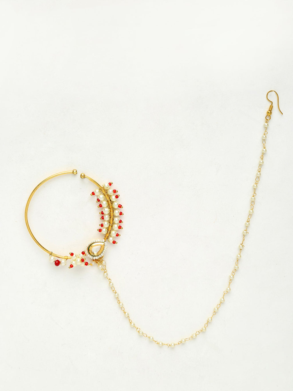 Maharani Kundan Nose Ring - Ruby Raang - Distacart