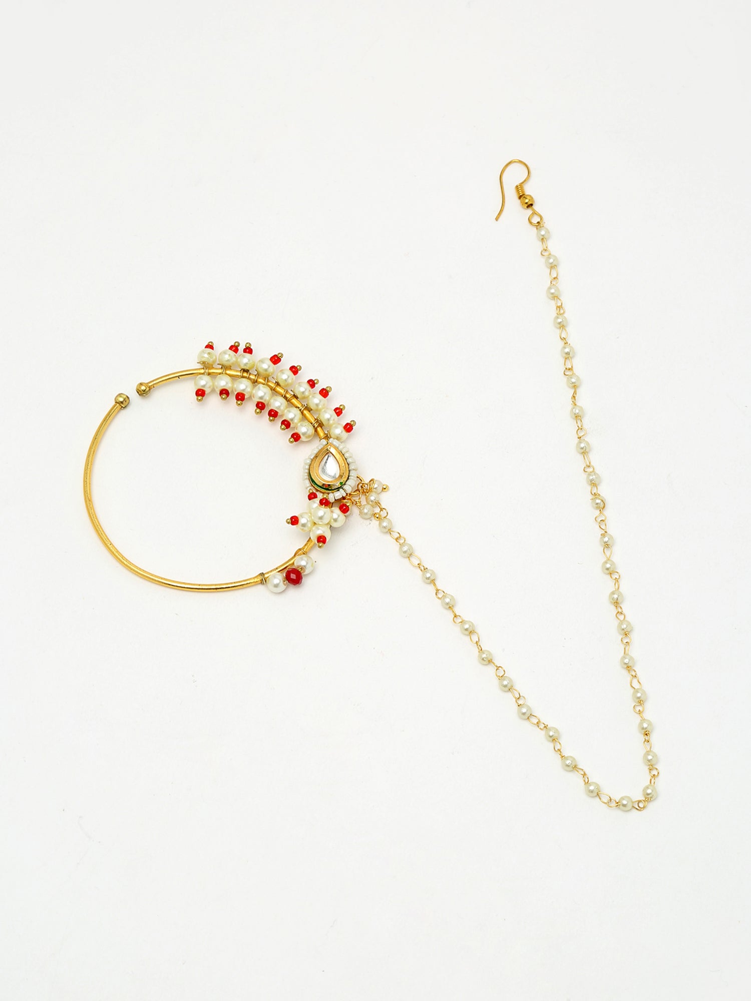 Maharani Kundan Nose Ring - Ruby Raang - Distacart