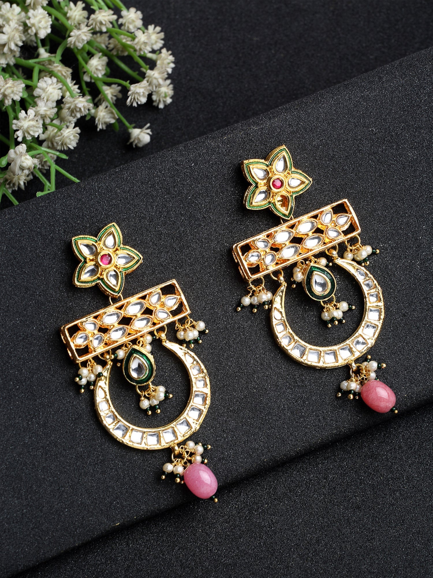 Kundan Earrings - Ruby Raang - Distacart