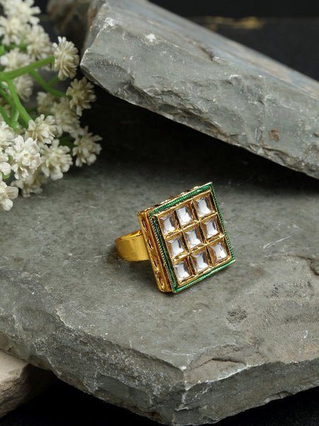 Kundan Ring - Ruby Raang