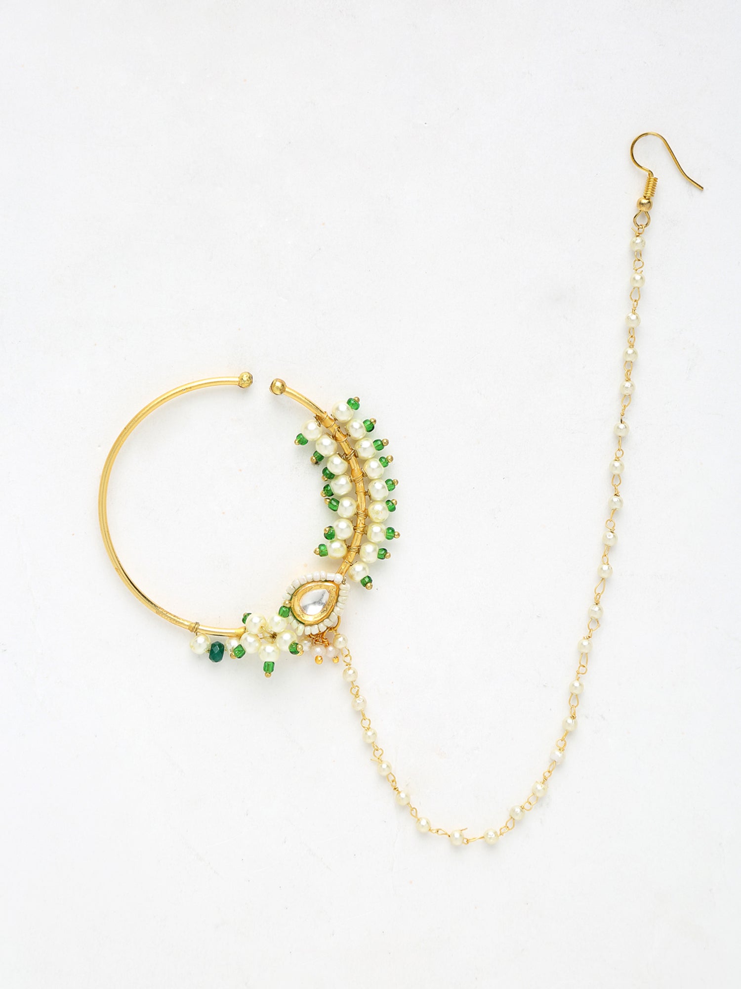 Maharani Kundan Nose Ring - Ruby Raang - Distacart