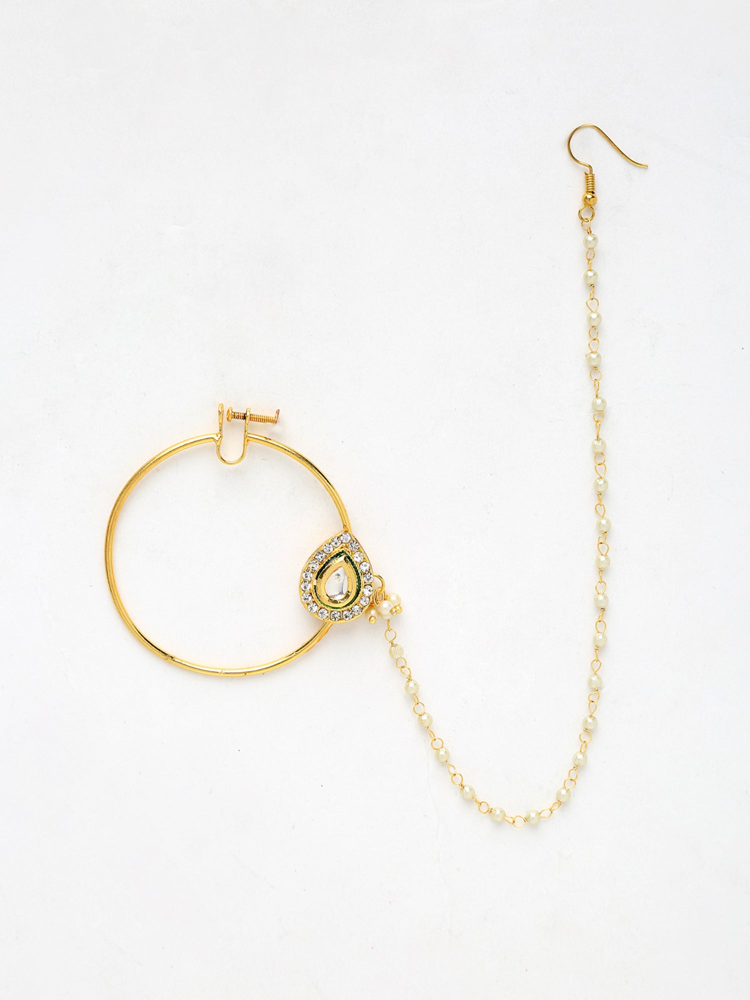 Maharani Kundan Nose Ring - Ruby Raang - Distacart