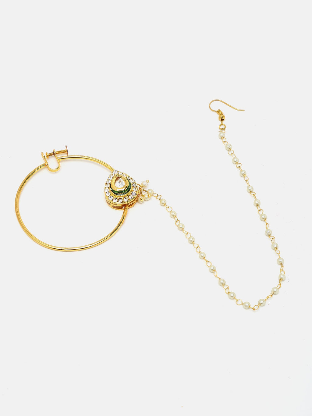 Maharani Kundan Nose Ring - Ruby Raang - Distacart