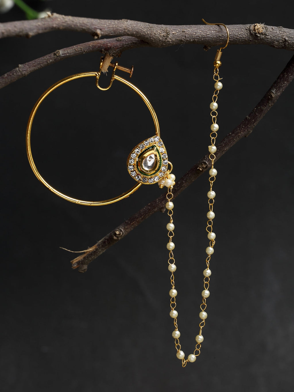 Maharani Kundan Nose Ring - Ruby Raang - Distacart