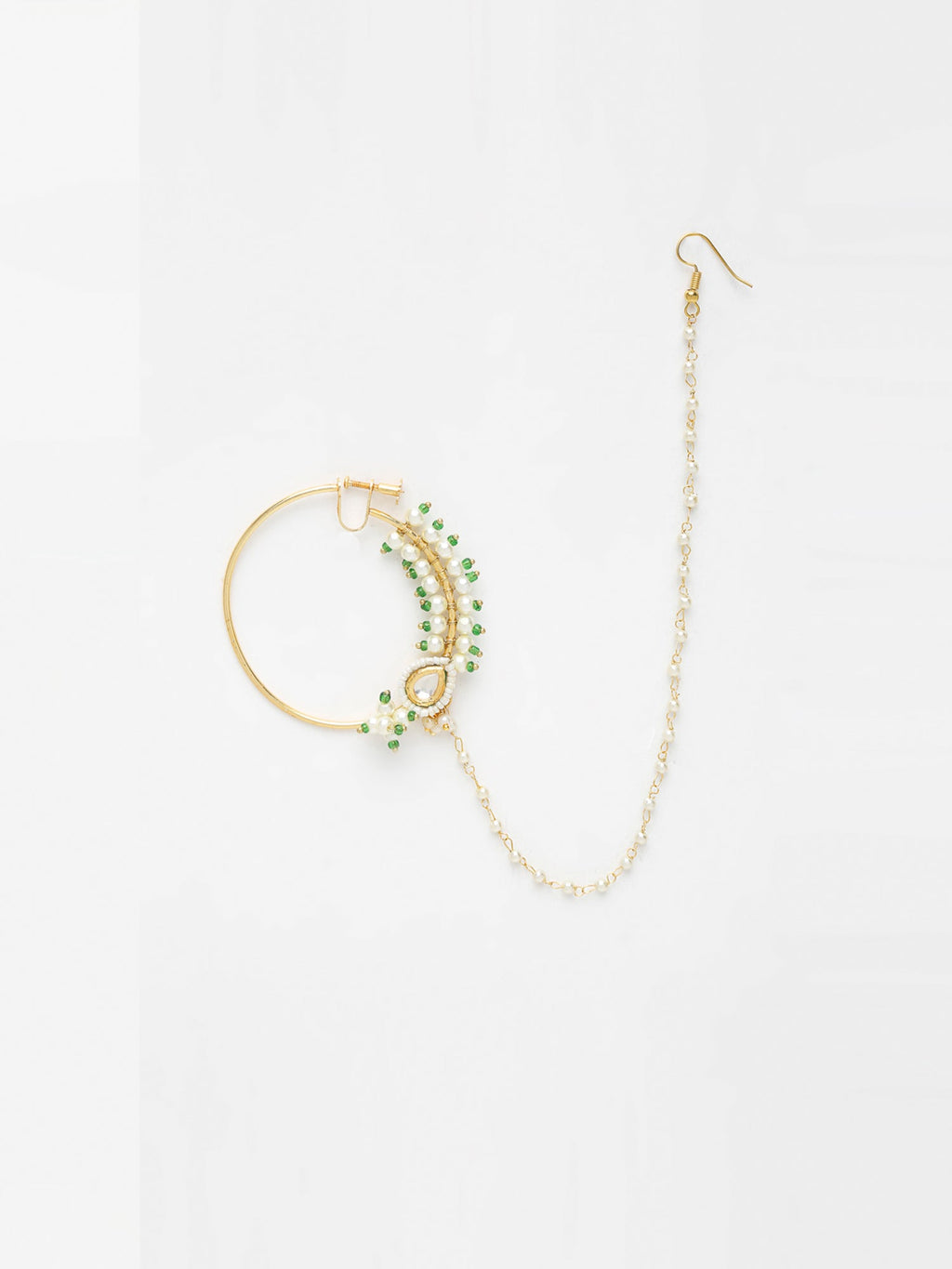 Maharani Kundan Nose Ring - Ruby Raang - Distacart