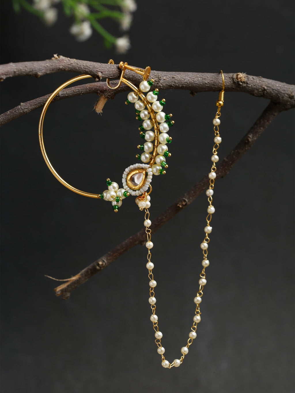 Maharani Kundan Nose Ring - Ruby Raang - Distacart