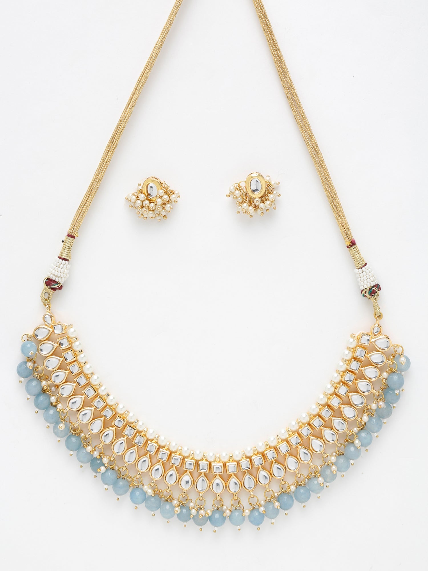 Stone Kundan Choker With Studs - Ruby Raang - Distacart