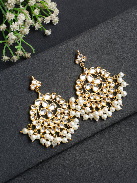 Kundan & Pearl Earrings - Ruby Raang