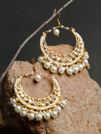 Kundan & Pearl Earrings - Ruby Raang - Distacart