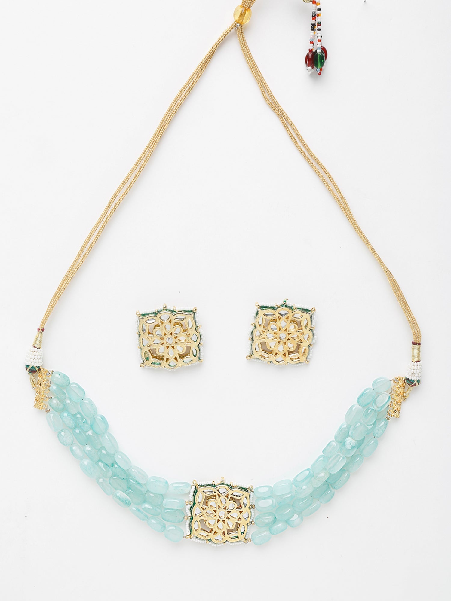Stone Kundan Choker With Studs - Ruby Raang - Distacart