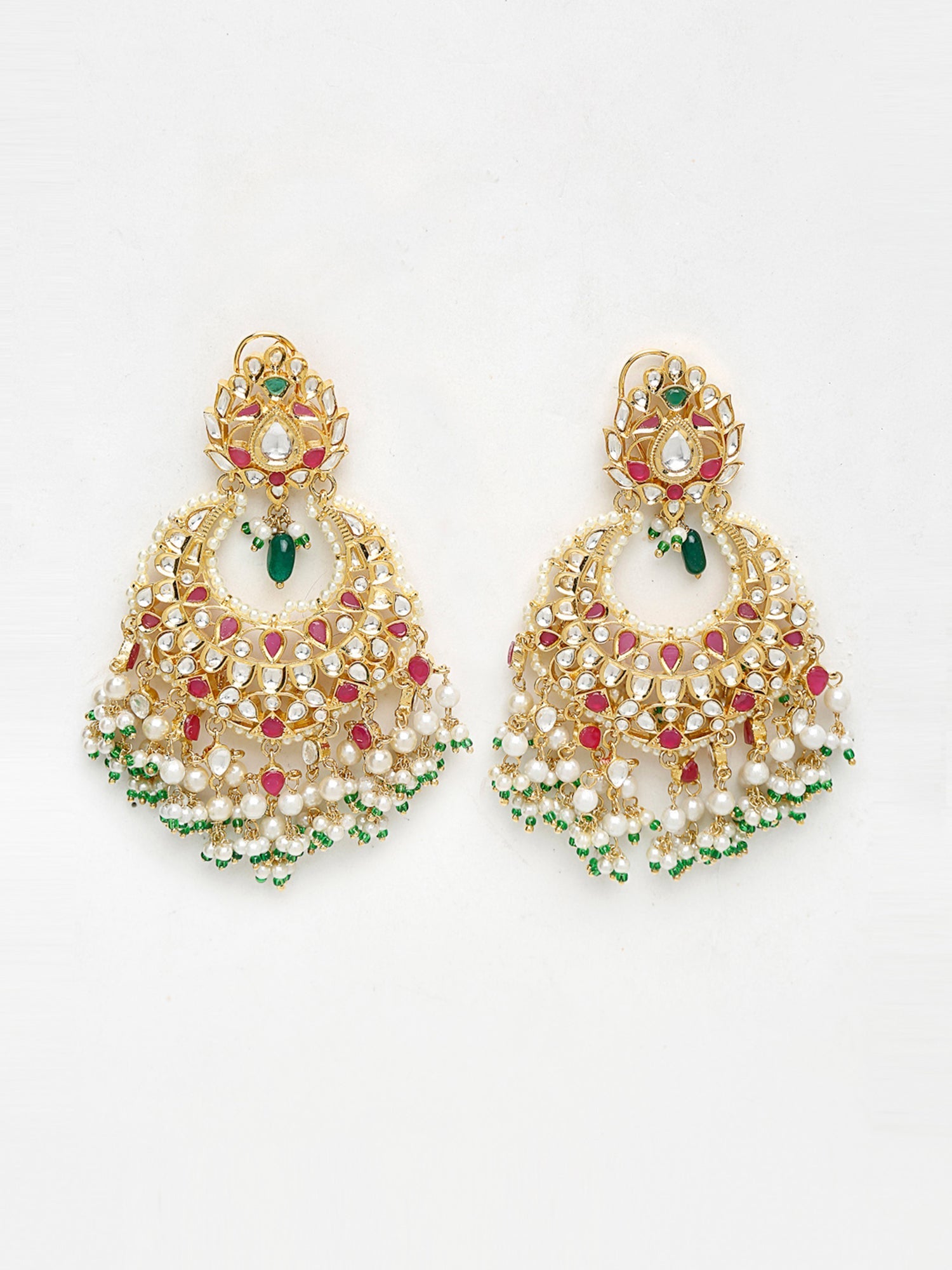 Kundan Multi Stone Earrings - Ruby Raang - Distacart