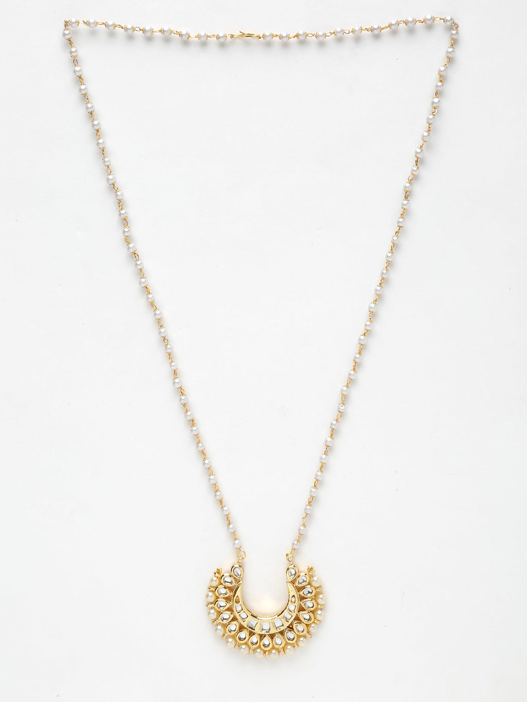 Long Kundan Pearl Neckpiece - Ruby Raang - Distacart