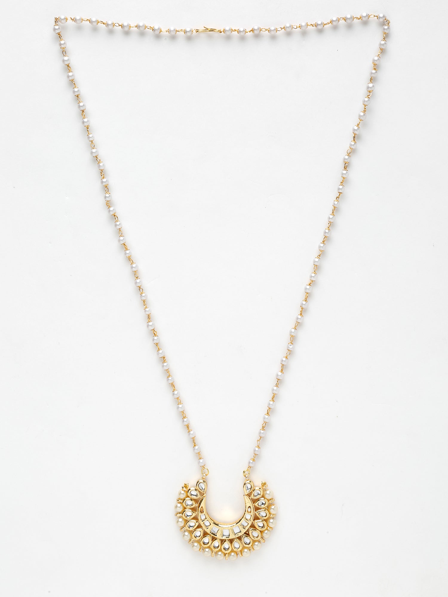 Long Kundan Pearl Neckpiece - Ruby Raang - Distacart
