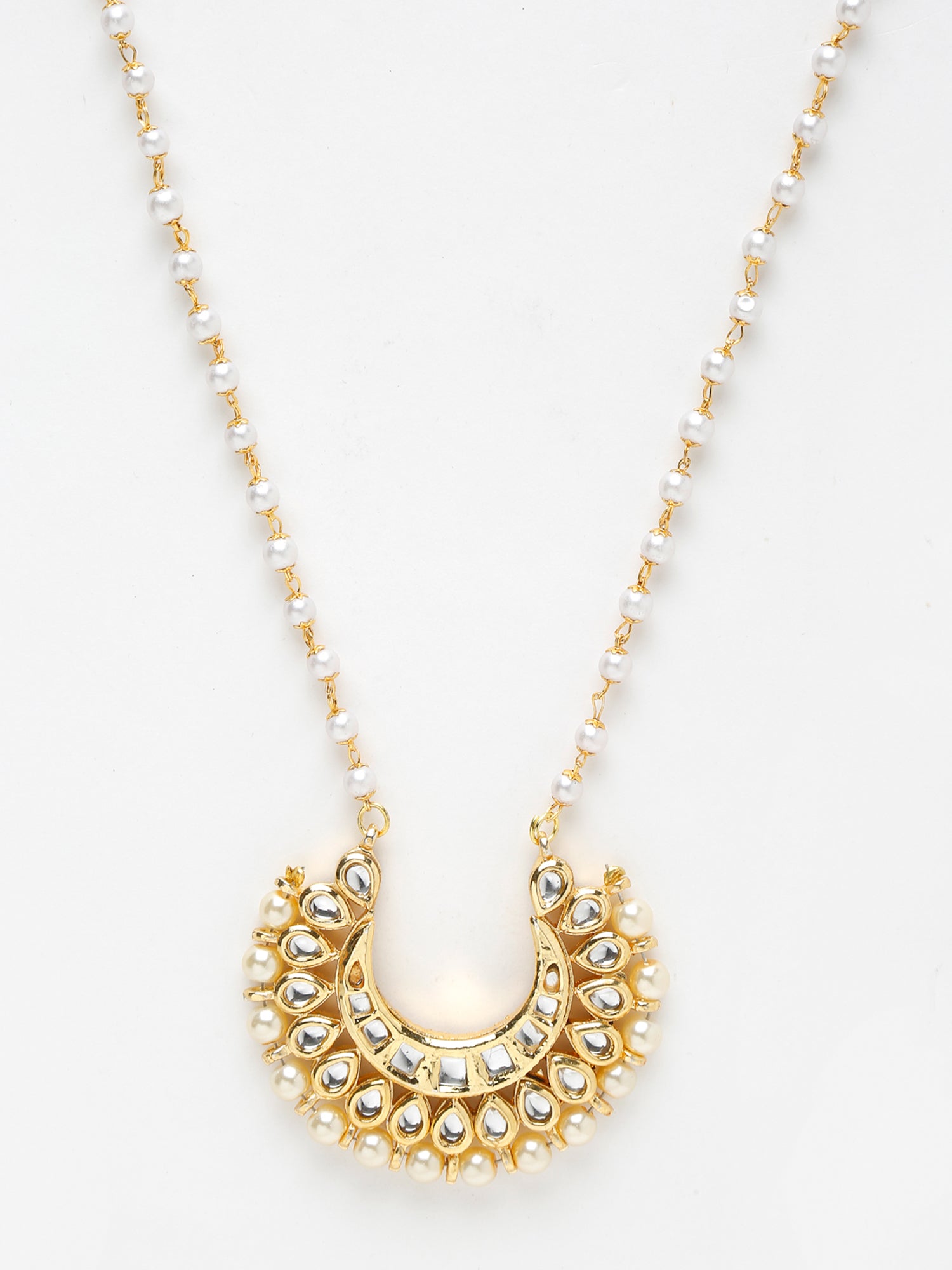 Long Kundan Pearl Neckpiece - Ruby Raang - Distacart
