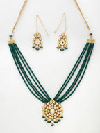 Long Kundan Neckpiece With Earrings - Ruby Raang - Distacart