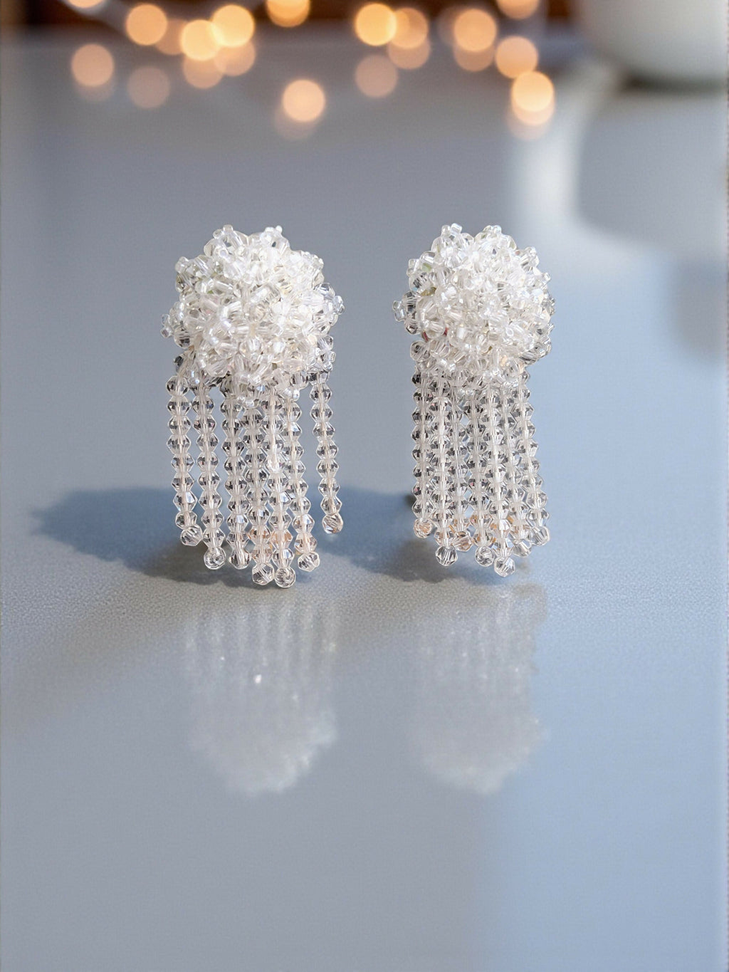 Inhanns Handmade Crystal Water Fall Earrings - Short - White Small - Distacart