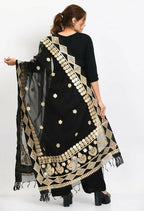 Mominos Fashion Moeza Women Organza Gotta Patti Bridal Dupatta Black Dupatta - Distacart