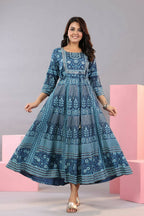 Juniper Women Blue Shantoon Floral Printed Maxi Dress - Distacart