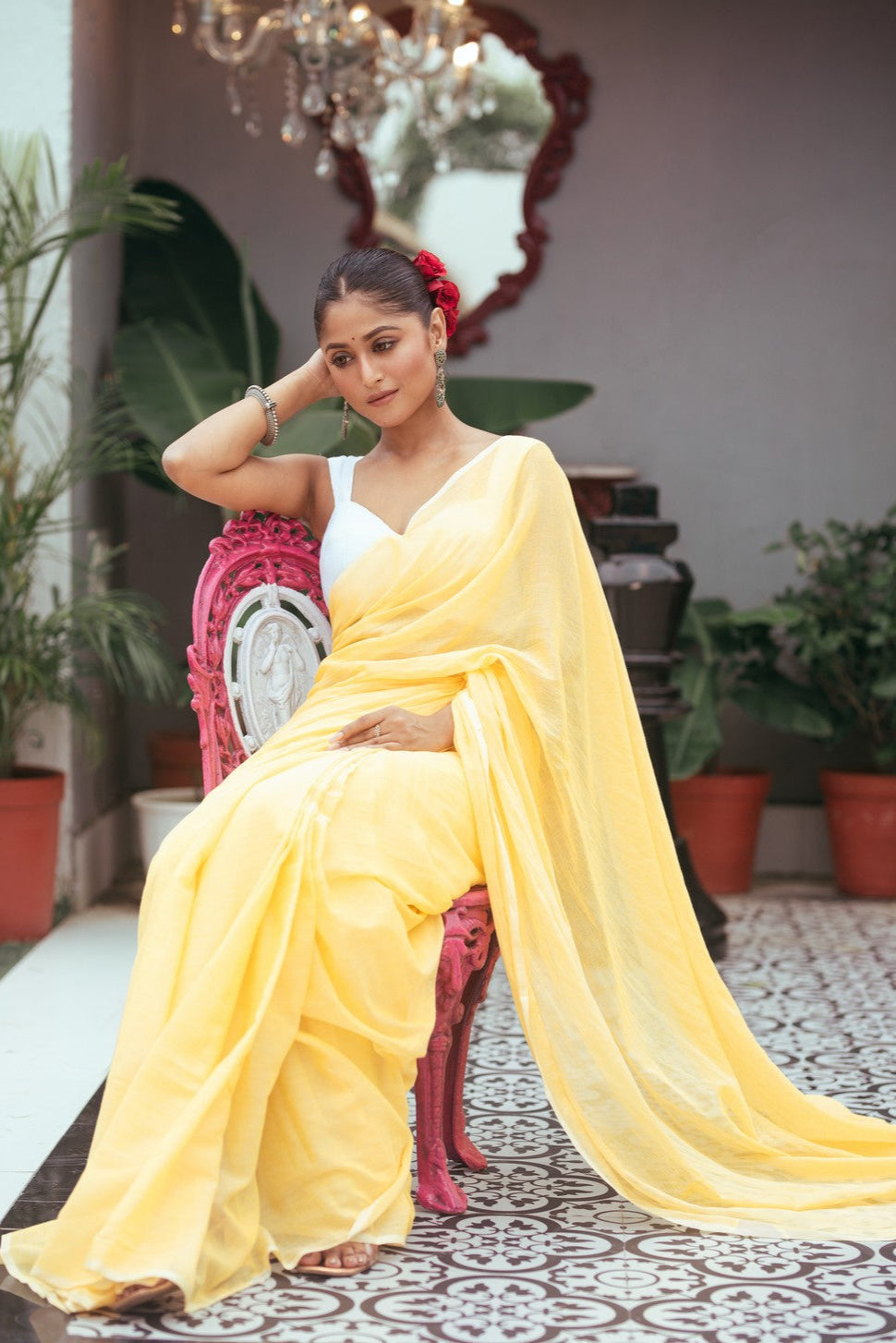 Very Much Indian Mastaani - Pure Mul Cotton Handloom Saree - Fresh Yellow - Distacart
