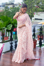 Very Much Indian Mastaani - Pure Mul Cotton Handloom Saree with Beautiful Heart Prints - Red - Distacart