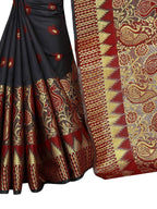 Vamika Banarasi Jaquard Black & Red Weaving Saree